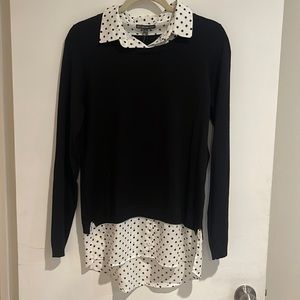 Adrianna papell sweater with built in polka dot collar